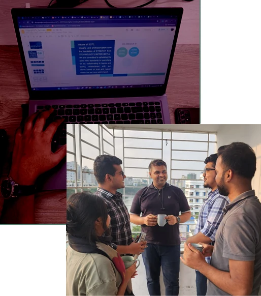 The ZAEIM Tech team working together at the office in Dhaka