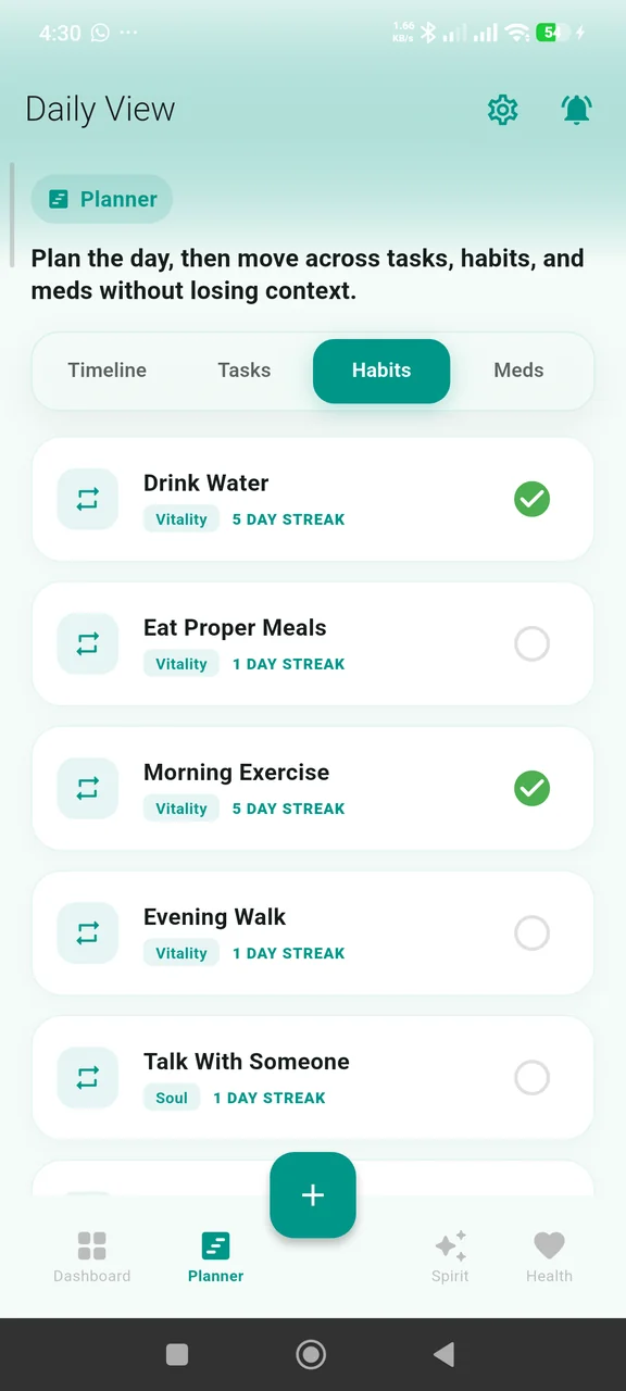 Habit tracker with daily streaks